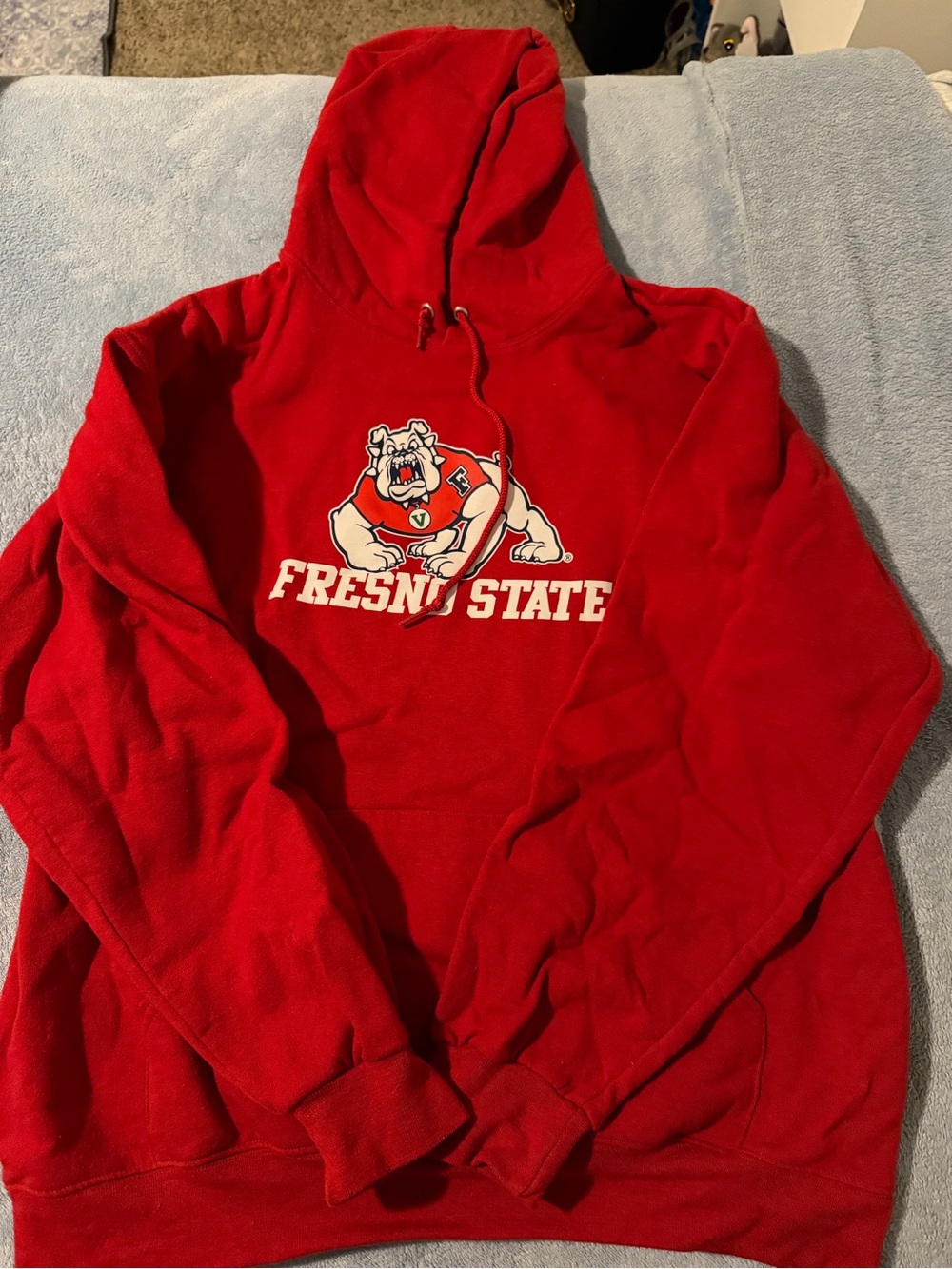 Fresno State Red Zip-Up Hoodie with Bulldog Graphic